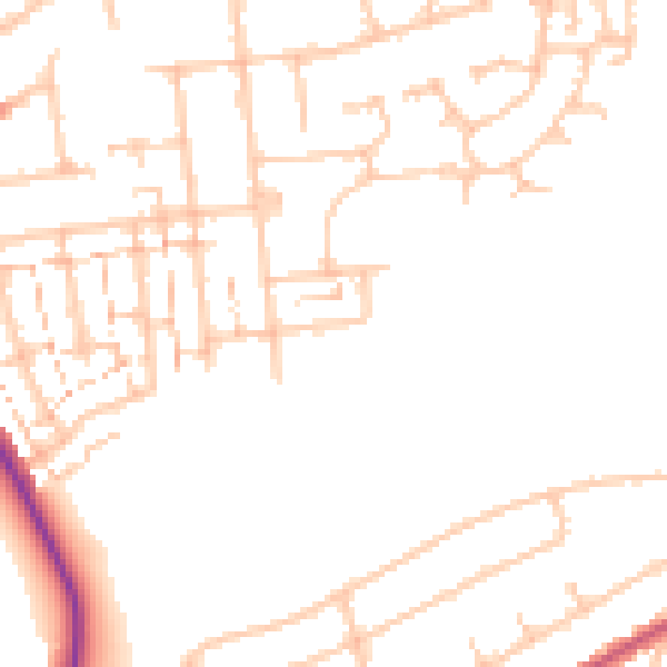 Daytime road noise heatmap for RM12 4AD