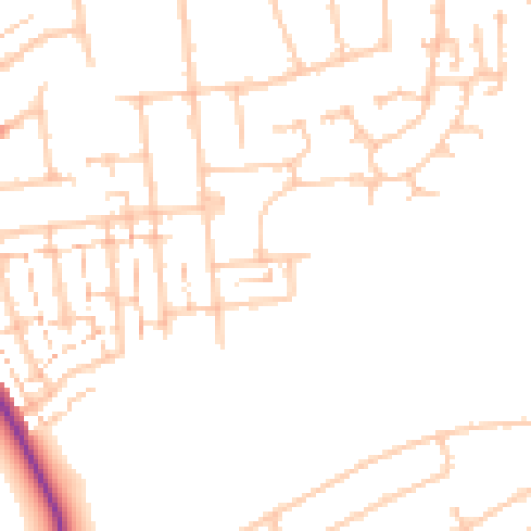 Daytime road noise heatmap for RM12 4AH