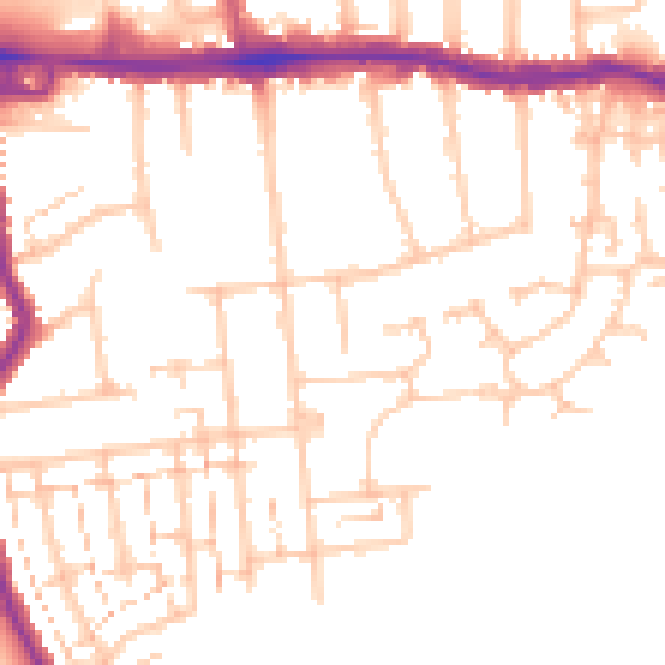 Daytime road noise heatmap for RM12 4AP
