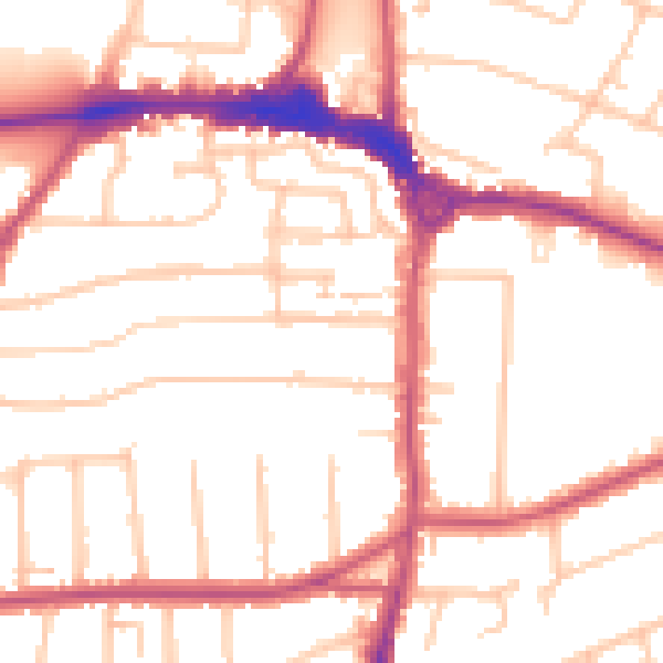 Daytime road noise heatmap for RM12 4AY