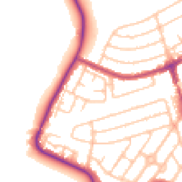 Daytime road noise heatmap for RM12 4BD