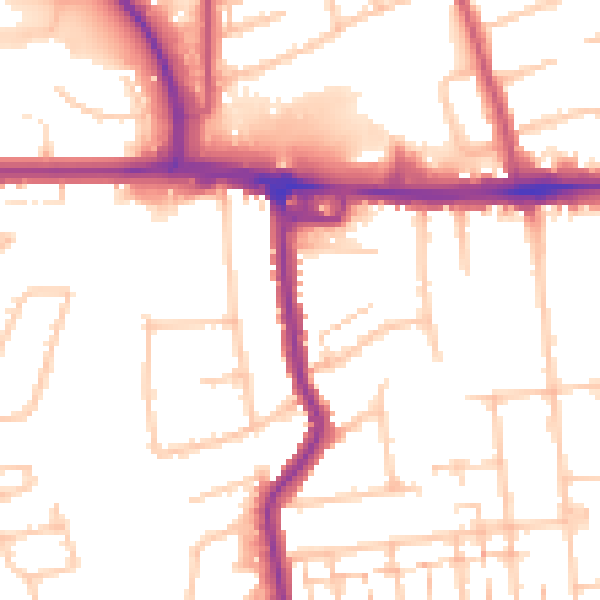 Daytime road noise heatmap for RM12 4BE