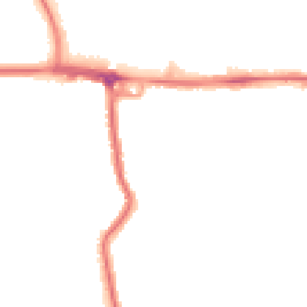 Night-time road noise heatmap for RM12 4BG