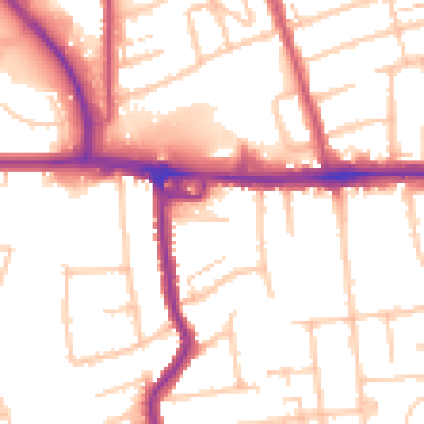 Daytime road noise heatmap for RM12 4BH