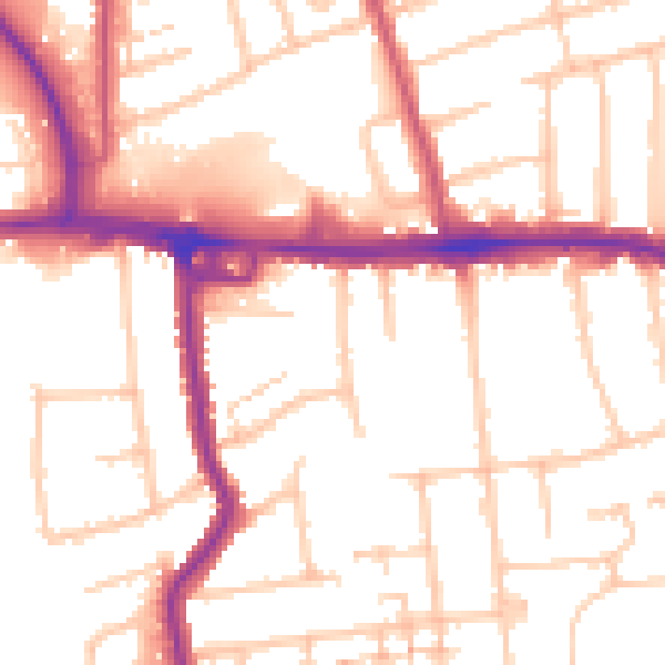 Daytime road noise heatmap for RM12 4BJ