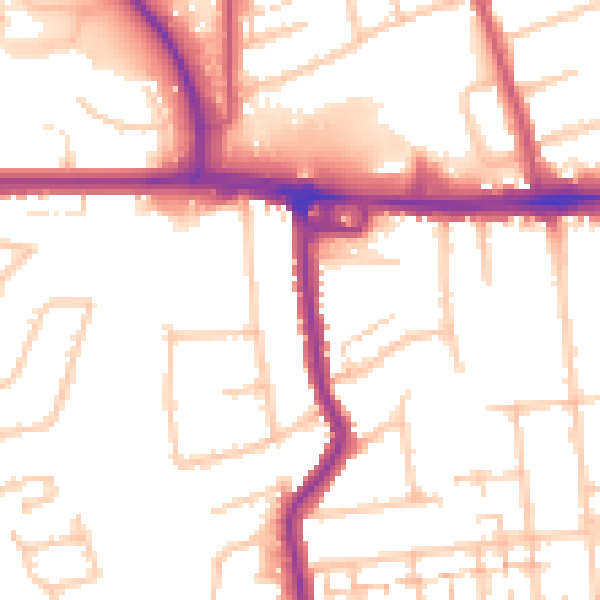 Daytime road noise heatmap for RM12 4BZ