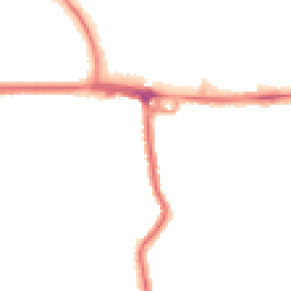 Night-time road noise heatmap for RM12 4BZ