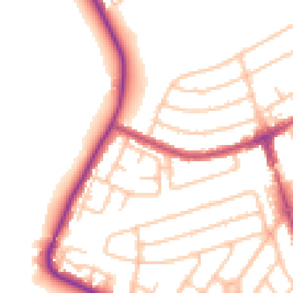 Daytime road noise heatmap for RM12 4DA