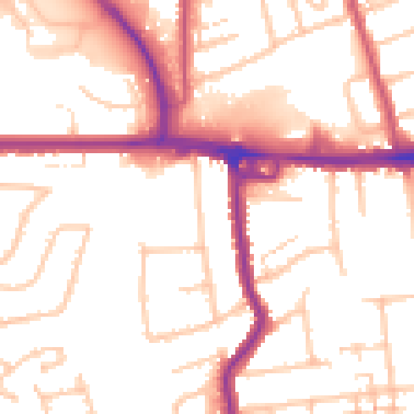 Daytime road noise heatmap for RM12 4DN