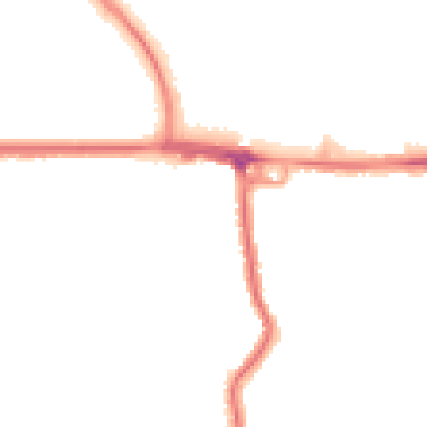 Night-time road noise heatmap for RM12 4DN