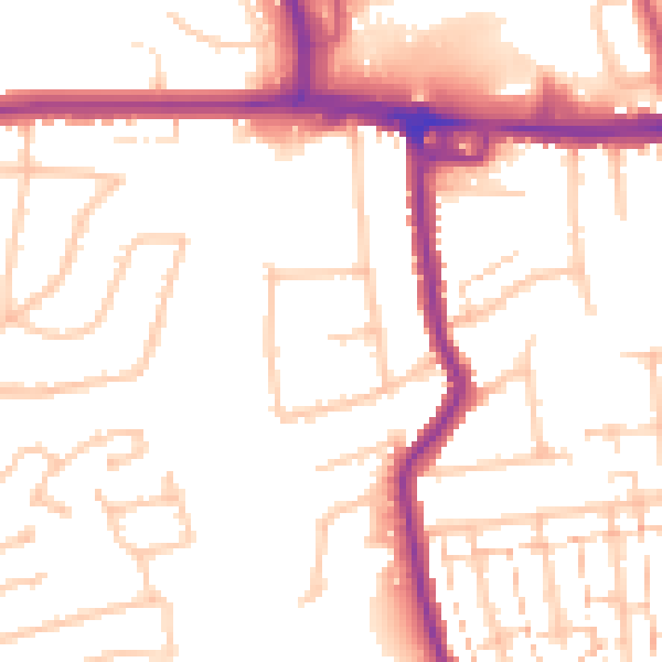 Daytime road noise heatmap for RM12 4DT