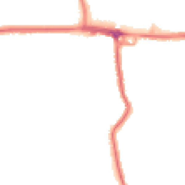 Night-time road noise heatmap for RM12 4DT