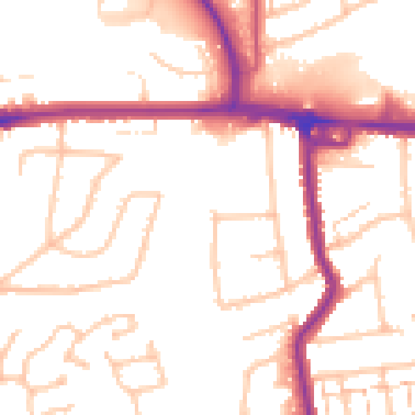 Daytime road noise heatmap for RM12 4DU