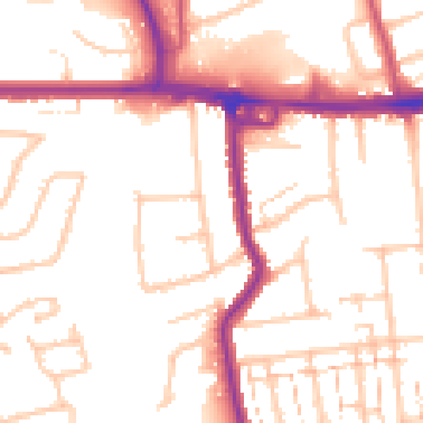 Daytime road noise heatmap for RM12 4DW