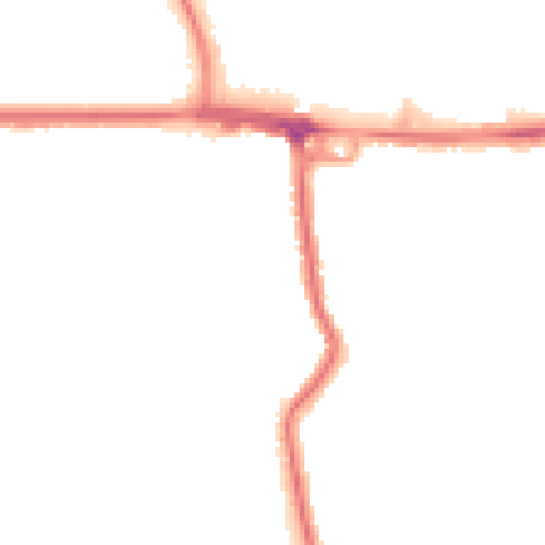 Night-time road noise heatmap for RM12 4DW