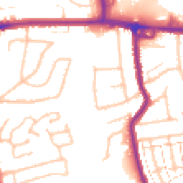 Daytime road noise heatmap for RM12 4DX