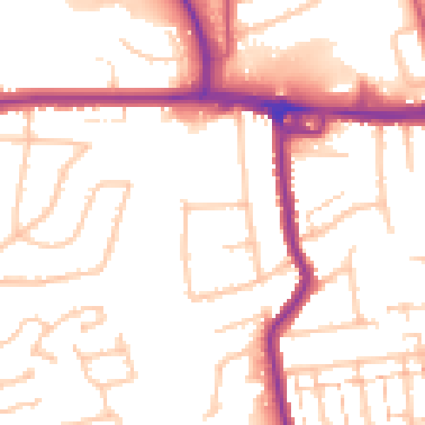Daytime road noise heatmap for RM12 4DY