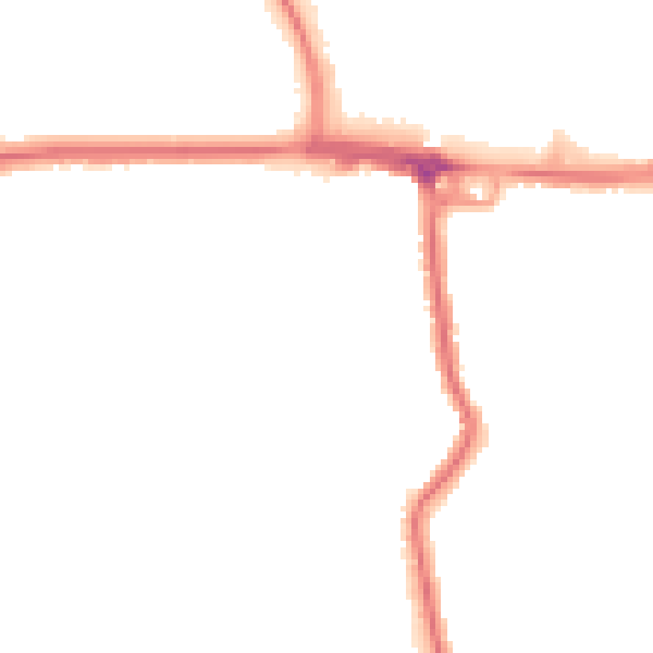 Night-time road noise heatmap for RM12 4DY