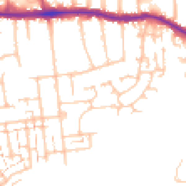 Daytime road noise heatmap for RM12 4JX