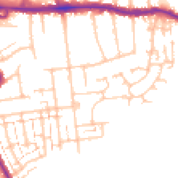 Daytime road noise heatmap for RM12 4JY