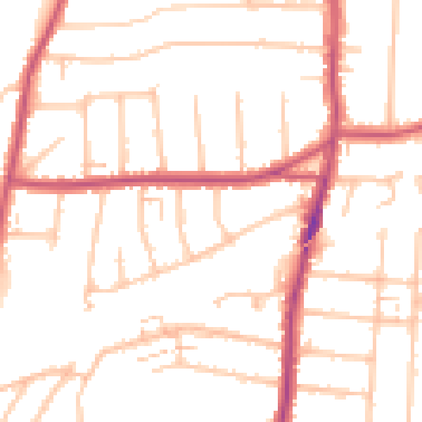 Daytime road noise heatmap for RM12 4NR