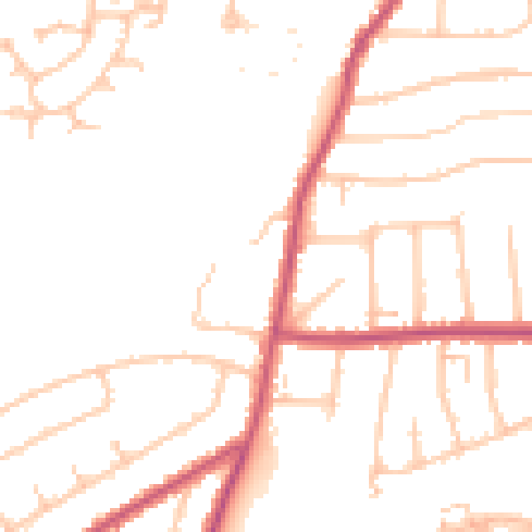 Daytime road noise heatmap for RM12 4QD