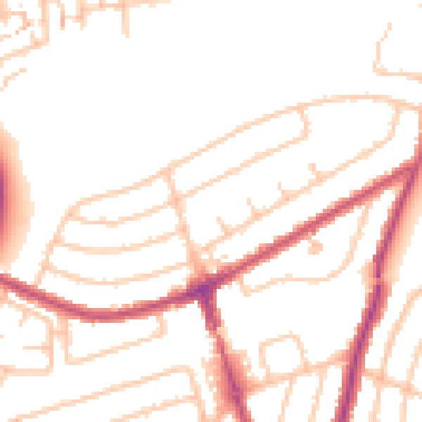 Daytime road noise heatmap for RM12 4QH
