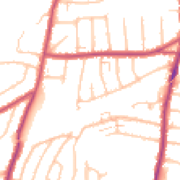 Daytime road noise heatmap for RM12 4SQ