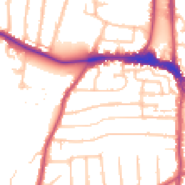 Daytime road noise heatmap for RM12 4XJ