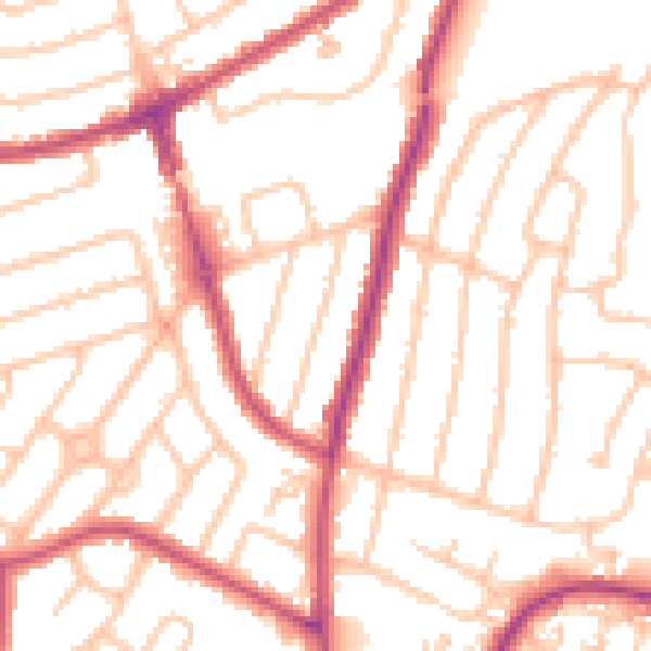 Daytime road noise heatmap for RM12 5BH