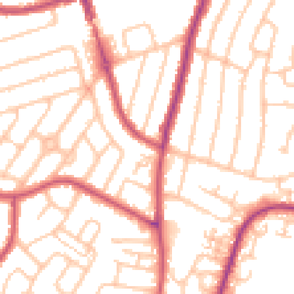 Daytime road noise heatmap for RM12 5BL