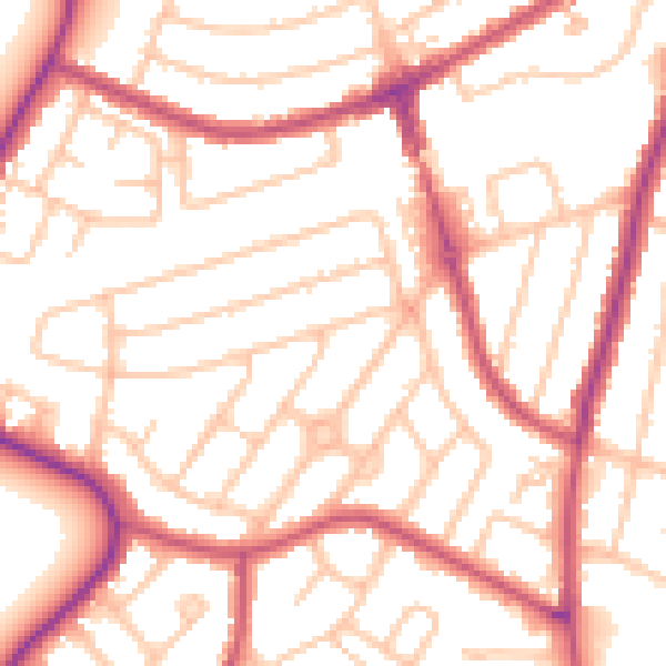Daytime road noise heatmap for RM12 5DJ