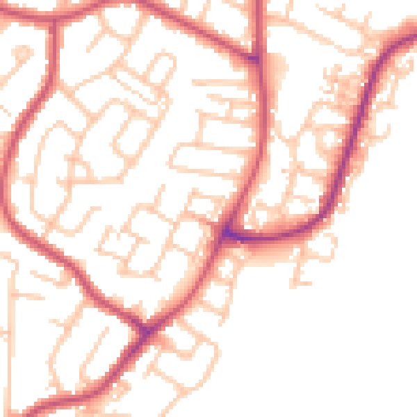 Daytime road noise heatmap for RM12 5HH