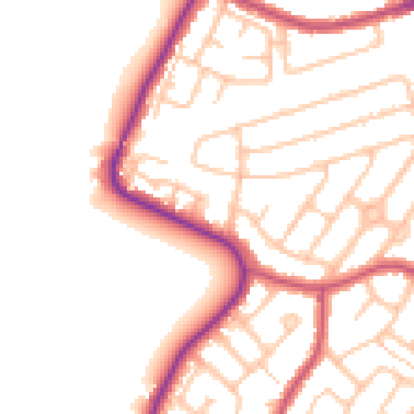 Daytime road noise heatmap for RM12 5JJ