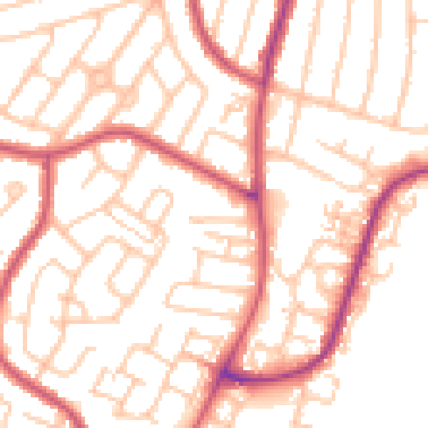 Daytime road noise heatmap for RM12 5NJ