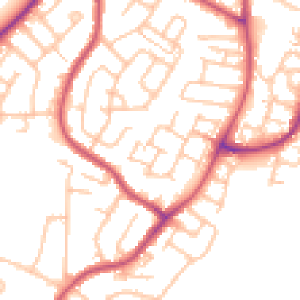 Daytime road noise heatmap for RM12 5QP