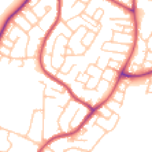 Daytime road noise heatmap for RM12 5XA