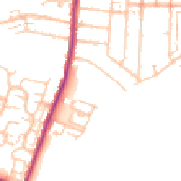 Daytime road noise heatmap for RM12 6EF