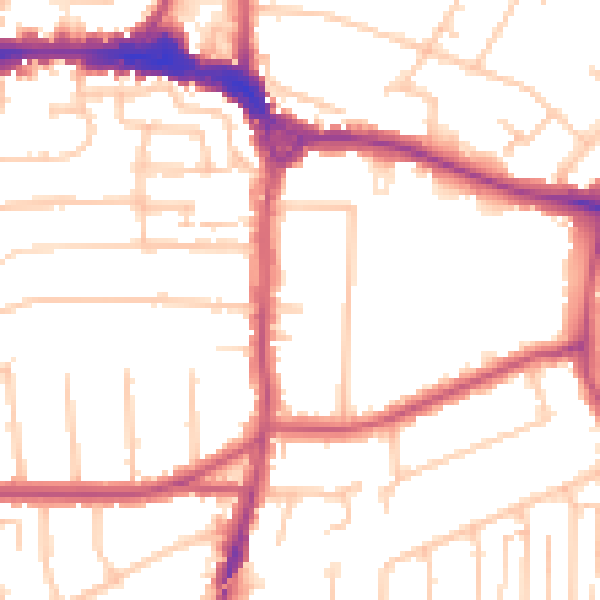 Daytime road noise heatmap for RM12 6LD