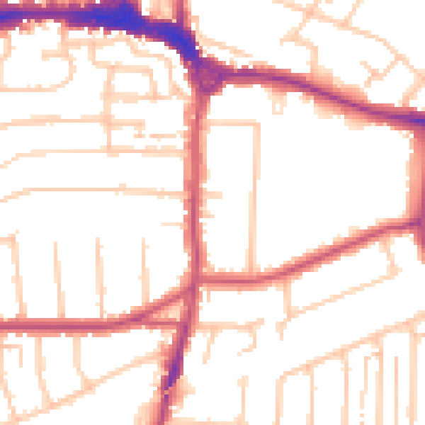Daytime road noise heatmap for RM12 6LQ