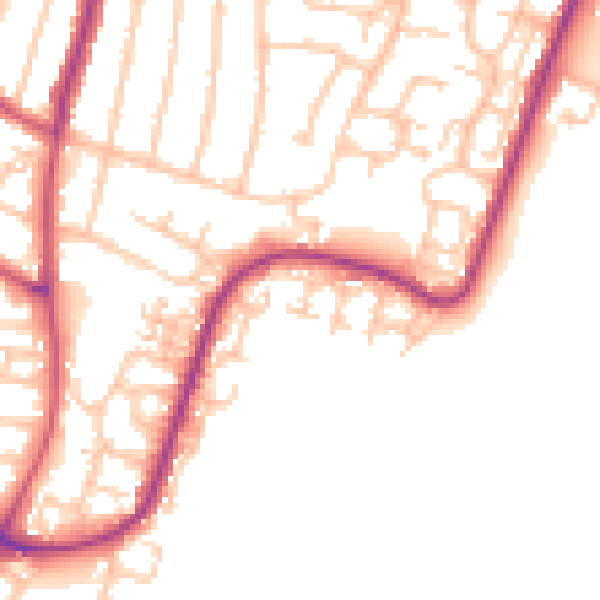 Daytime road noise heatmap for RM12 6UA