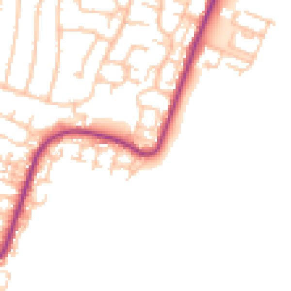 Daytime road noise heatmap for RM12 6UB