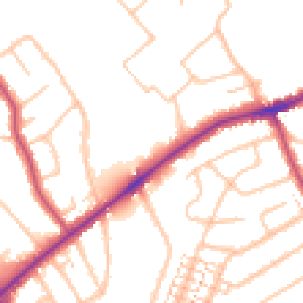 Daytime road noise heatmap for RM2 5AW