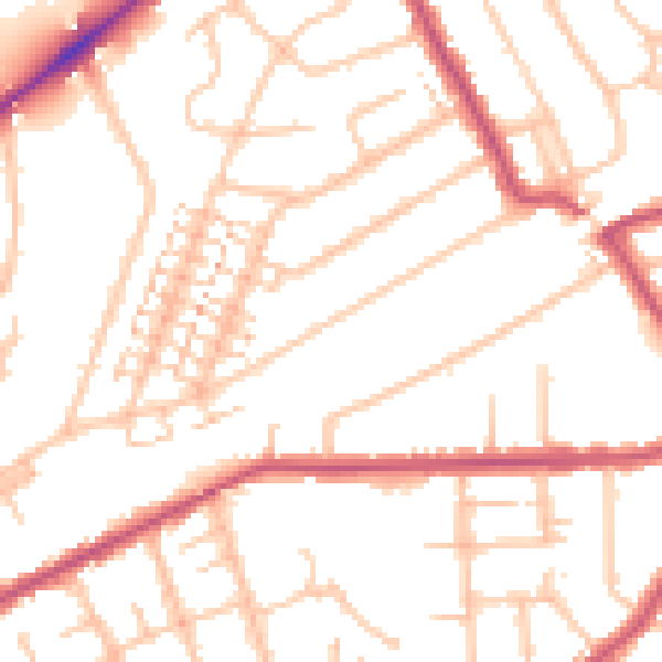 Daytime road noise heatmap for RM2 5BE