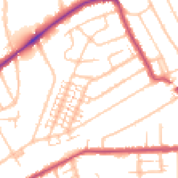 Daytime road noise heatmap for RM2 5BX