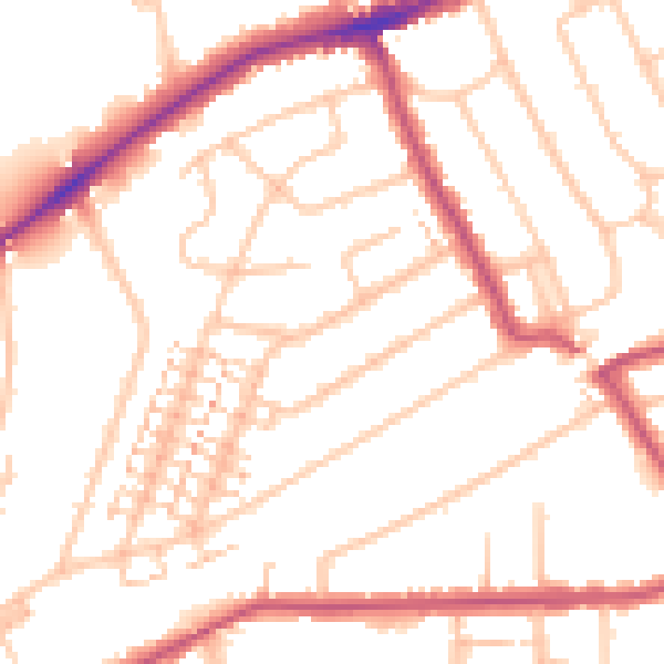 Daytime road noise heatmap for RM2 5DJ