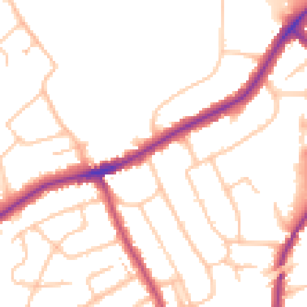 Daytime road noise heatmap for RM2 5EU
