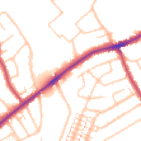 Daytime road noise heatmap for RM2 5JB