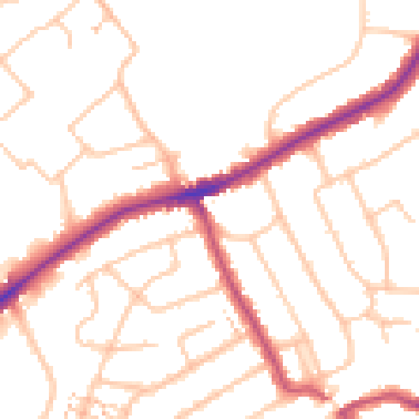 Daytime road noise heatmap for RM2 5JR