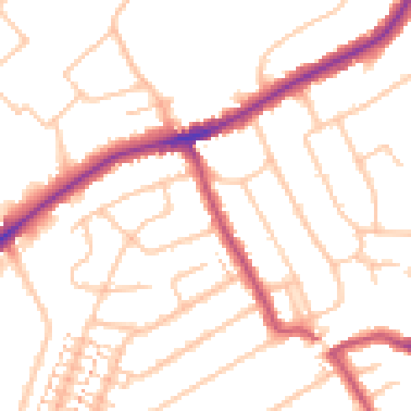 Daytime road noise heatmap for RM2 5JT